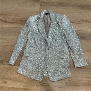 Express Shimmering Silver Women's Blazer